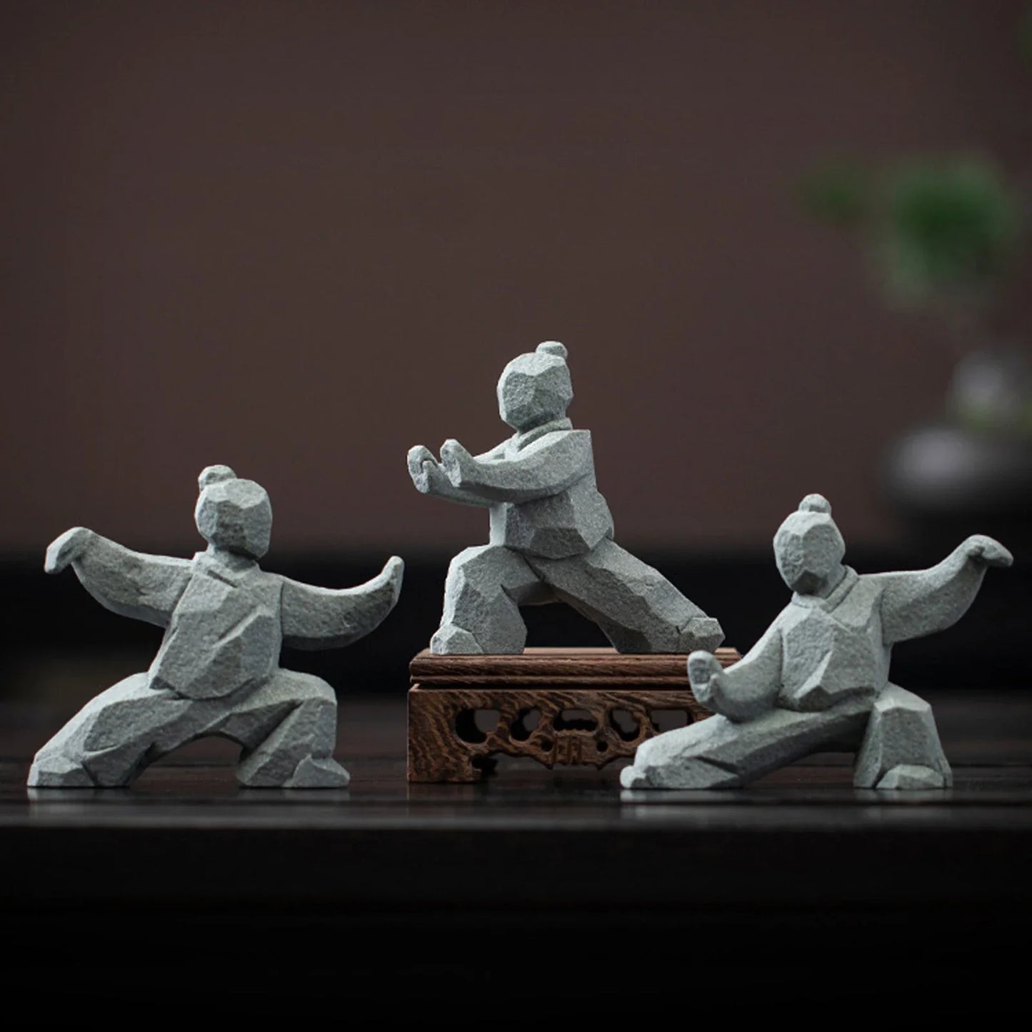 Miniature Tai Chi Master Figurine – Chinese Stone Sculpture for Home or Tea Table Décor