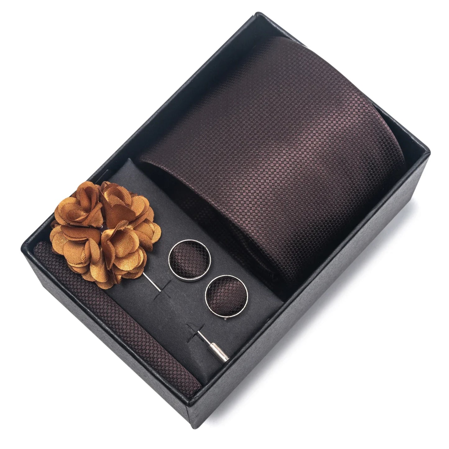 Top Grade Fashion 8 cm Wide Tie Sets Blue Stripe Men's Gravata Handkerchief Cufflink Box Fit Group Workplace Wedding Tie