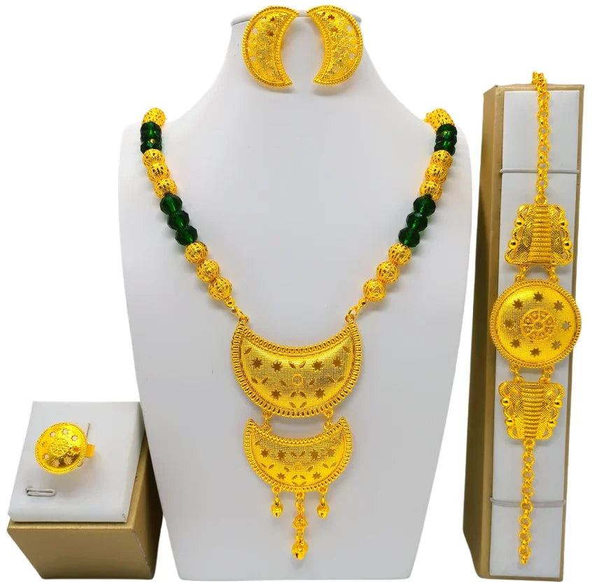 Dubai Necklace Earrings For Women Wedding 24k Gold Plated African Jwellery Bridesmaid Party Gift  Bridal Dubai Jewelry Sets