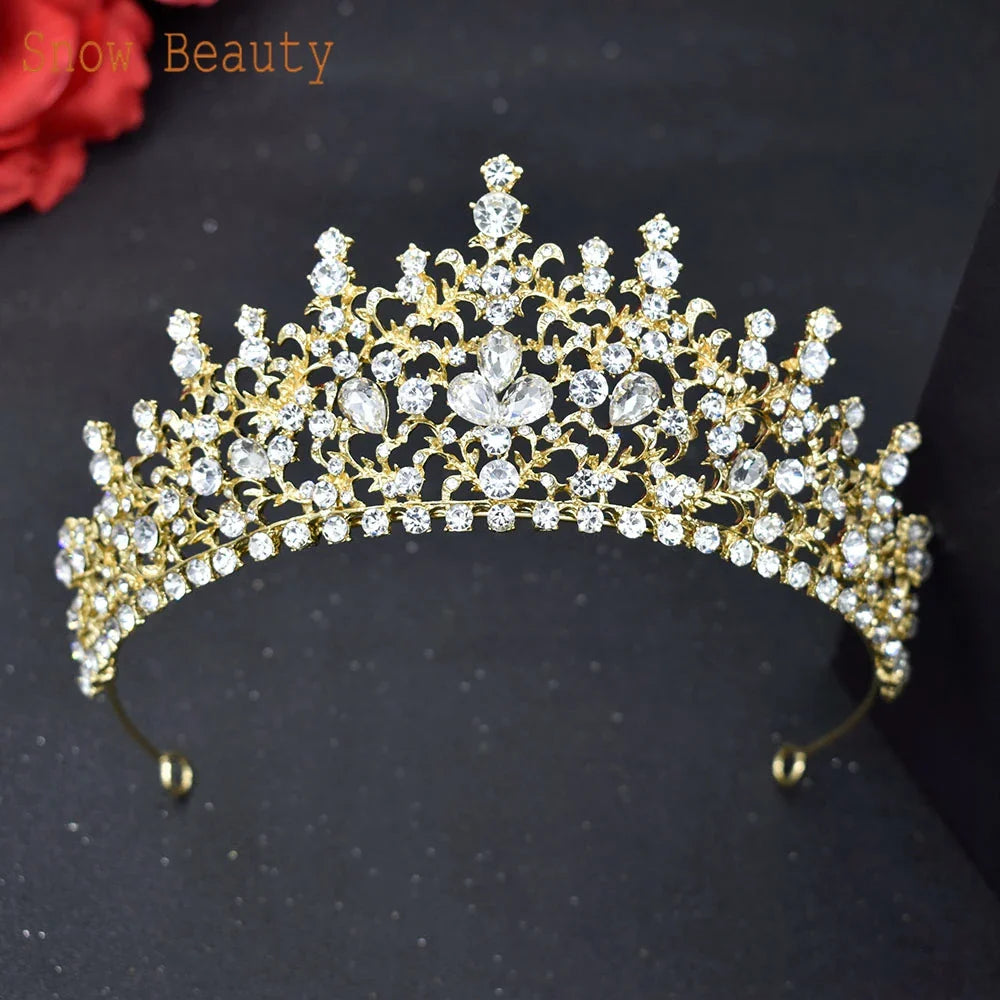 A195 Baroque Wedding Headband Crystal Bridal Crowns and Tiaras Hair Jewelry Accessories Women Rhinestone Headwears Queen Diadems