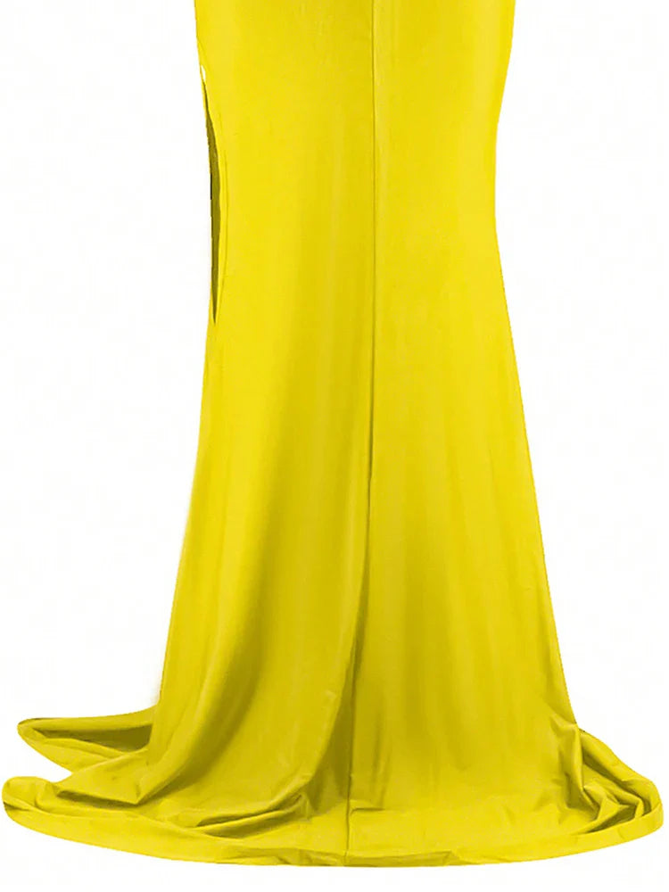 New In Dresses V-neck Dress High Slit Solid Color Elegant Long Maxi Dresses Wedding Bridesmaid Club Party Dresses Female