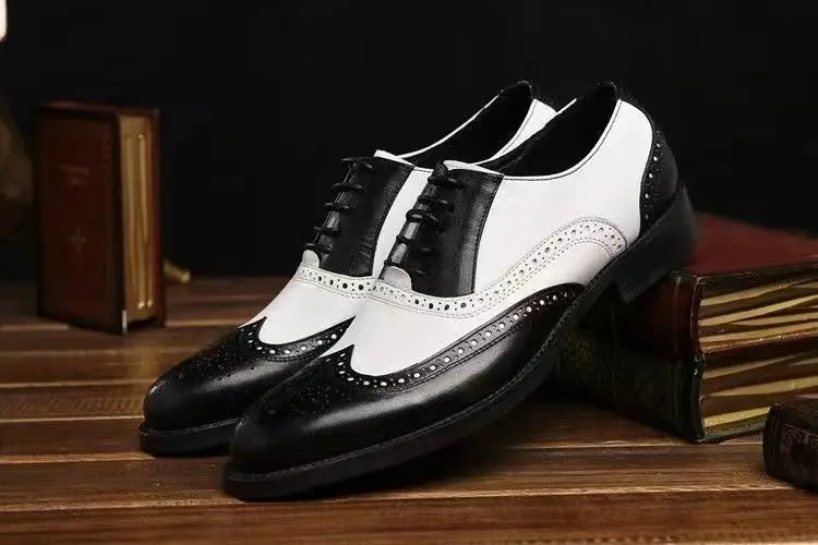 Men's Leather Shoes New Brogue Carved Large Size Shoes for Men Color Matching Quality Business Drive Men's Dress Leather Shoes