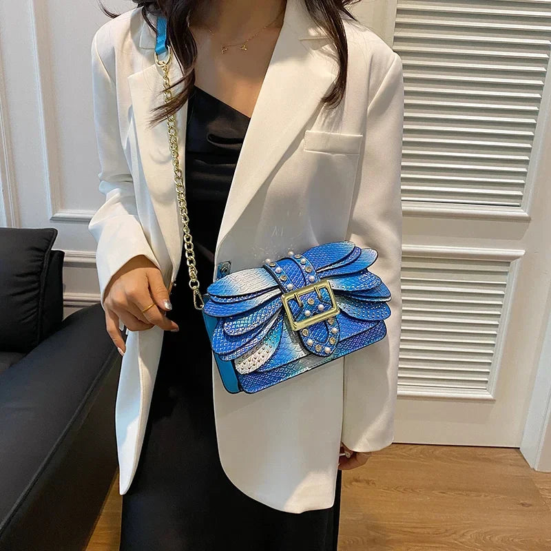 2024 New Handmade Rivet Butterfly Wing Crossbody Bag Women Designer Handbag And Purse Small Square Bag 8 Color Pu Leather Bags