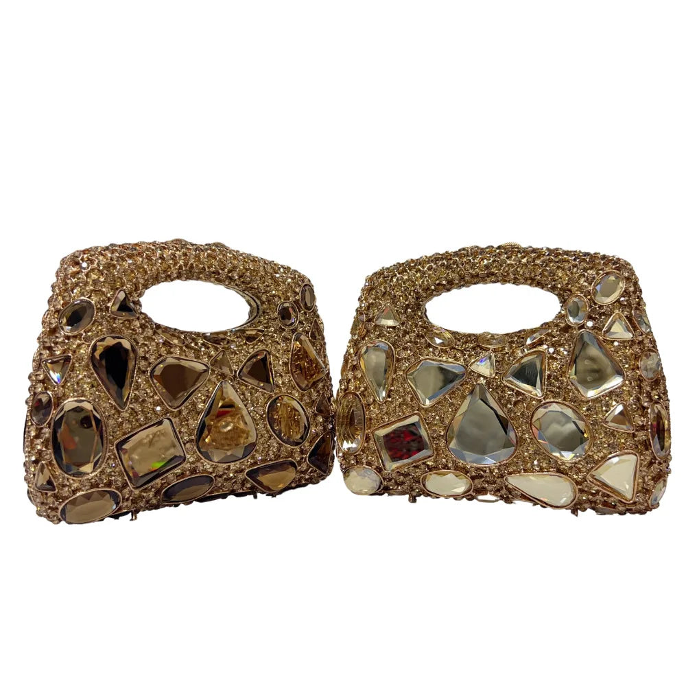 Women's Gold Crystal Clutch Purse