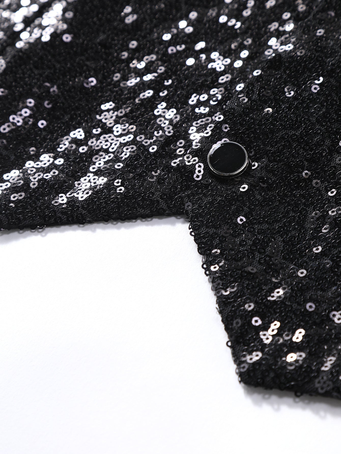 Men’s Black Sequin Waistcoat – Formal Party Vest with Satin Lapel for Wedding, Prom, Stage, Show