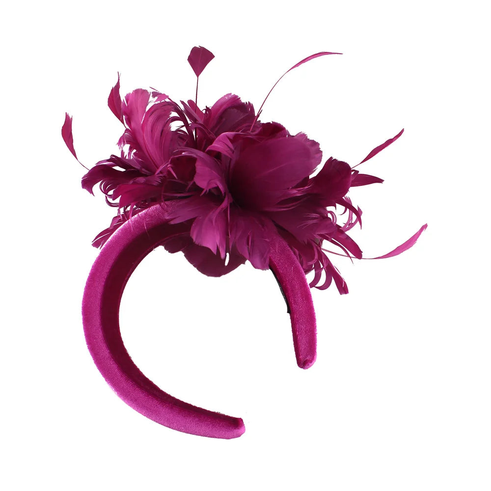 Fashion New Wedding Bride Headband Headwear Fancy Feather Hair Band Millinery Hair Accessories With Peals Decor Hair Accessories