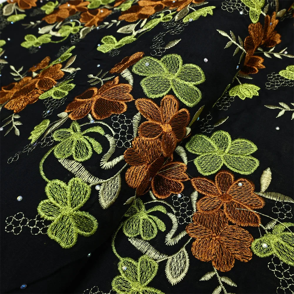 Latest 2025 High Quality African Nigerian Tulle Lace Fabric Cotton Damask Guipure Formal Prom Party Gown Dress 5Yards
