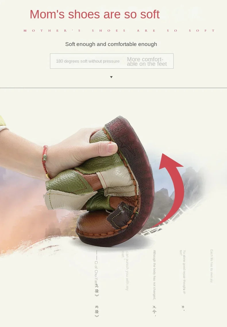 Winter Genuine Leather Flat-soled women shoes Casual shoes women Boots Color Matching Short Boots Warm Comfortable Cotton Shoes