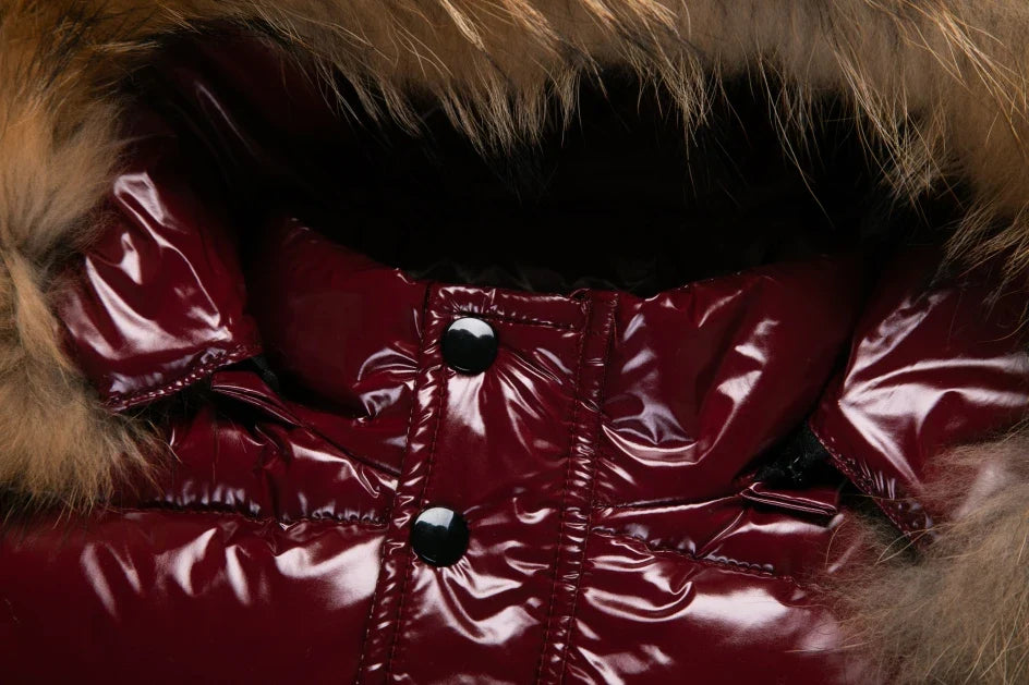 Kids Winter Down Jacket For Real Fur Waterproof Shiny Thick Warm Jackets