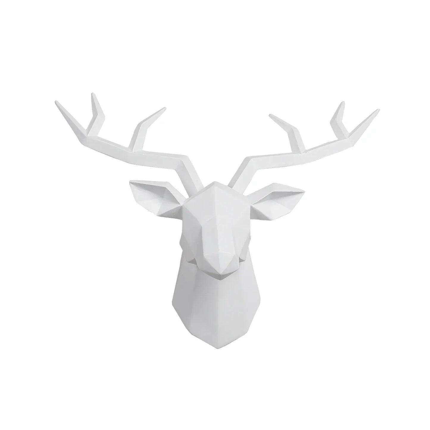 Modern Geometric Deer Head Wall Sculpture – Resin Antler Decor