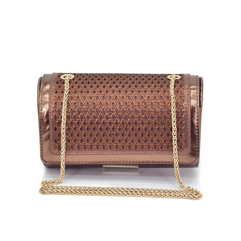 Women's Italian Shoes and Matching Bags Sets Decorated with Rhinestone Fashion