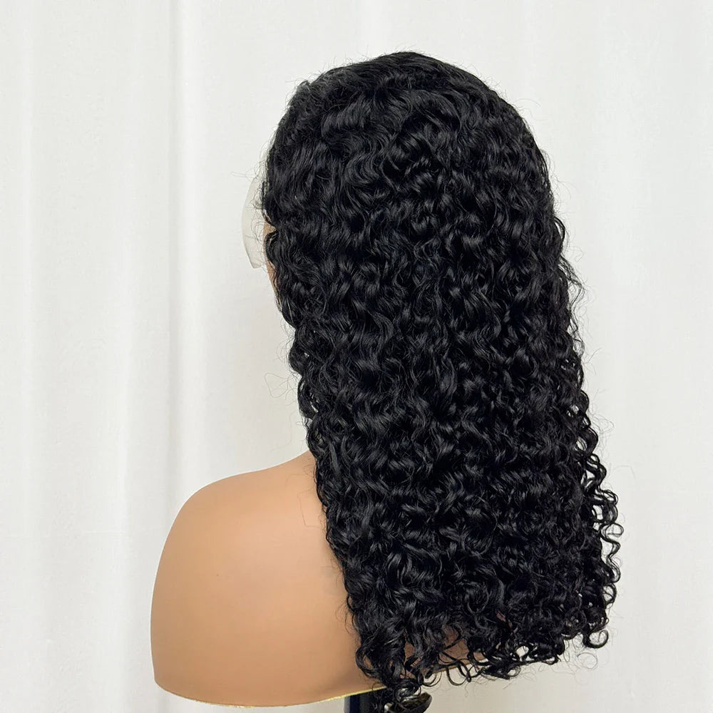 Double Drawn 250% Density Ombre 18 Inches Water Wave Curly Human Hair Wigs 13x4 Transparent Lace Frontal Hair Wig for Women