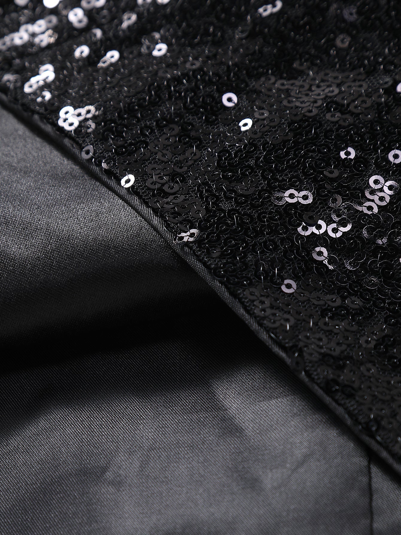 Men’s Black Sequin Waistcoat – Formal Party Vest with Satin Lapel for Wedding, Prom, Stage, Show