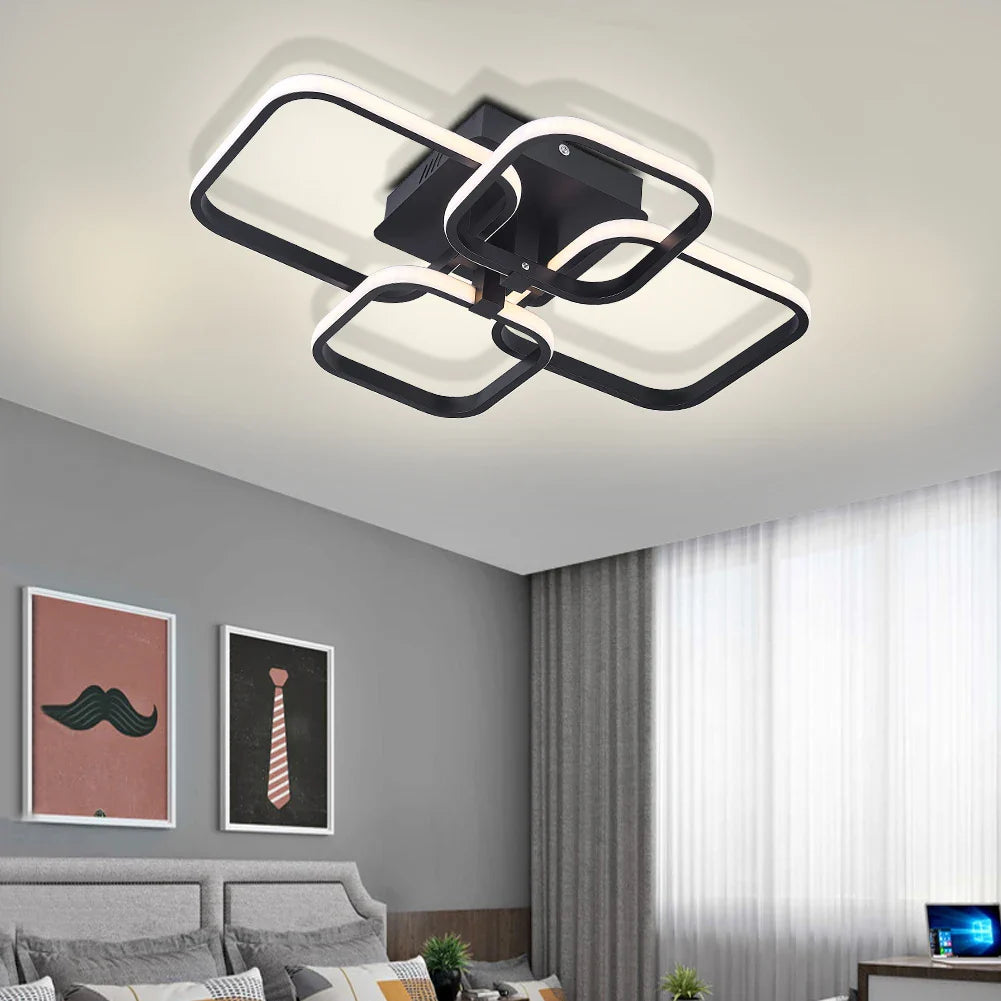 KOMORE Contemporary LED Energy-efficient Semi Flush Ceiling Light,  White / Stepless Dimming