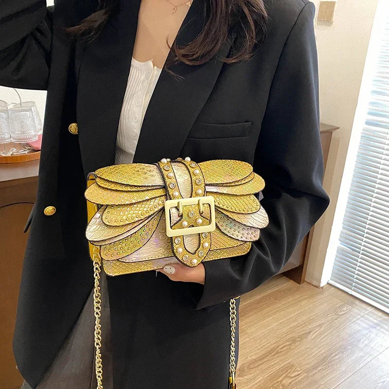 2024 New Handmade Rivet Butterfly Wing Crossbody Bag Women Designer Handbag And Purse Small Square Bag 8 Color Pu Leather Bags