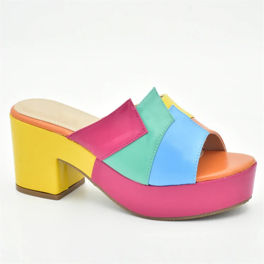 Latest Multicolor Wedding Bridal Shoes Open Toe Platform Sandals for Women Italian Lady Shoes Women's Shoes for Elegant Parties