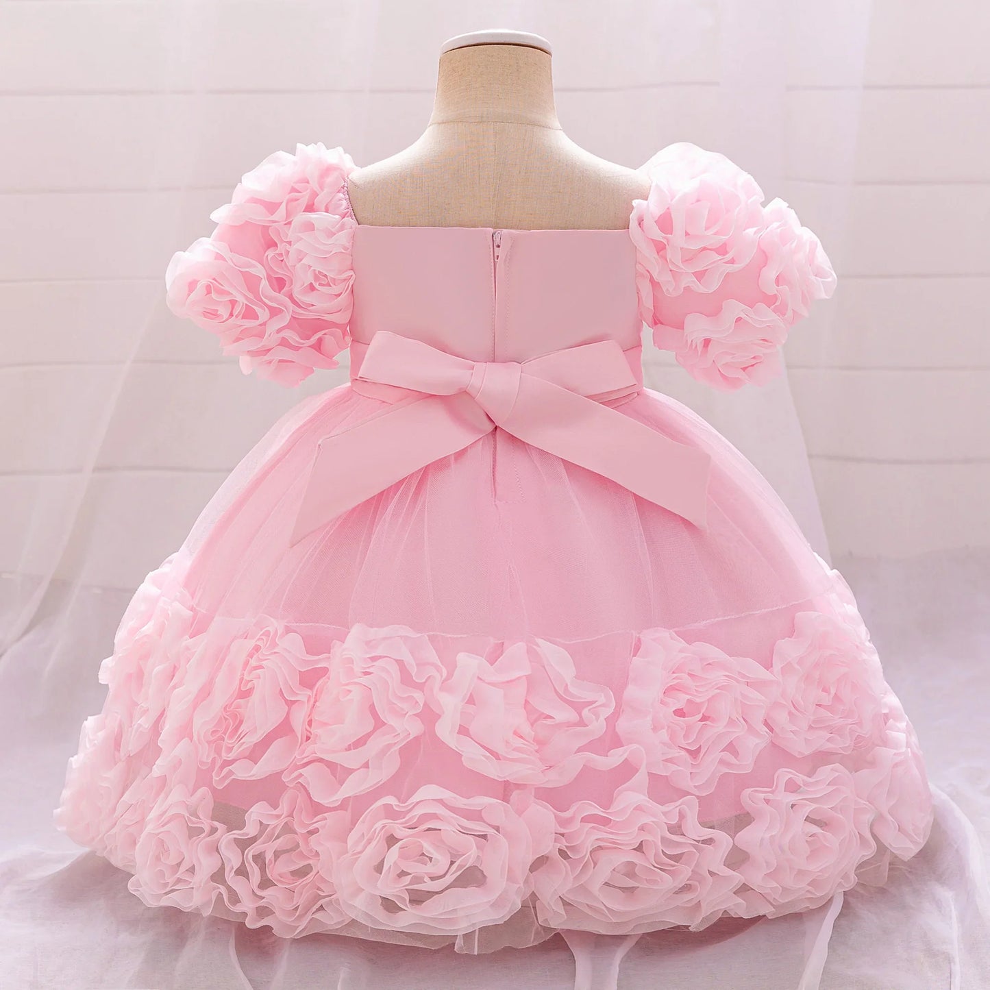 Girls 3D Flower Party Princess Dress for Baby Christmas Gown 1-10 Yrs Birthday Bow Tulle Bridemaid Dresses Wedding Kids Clothing