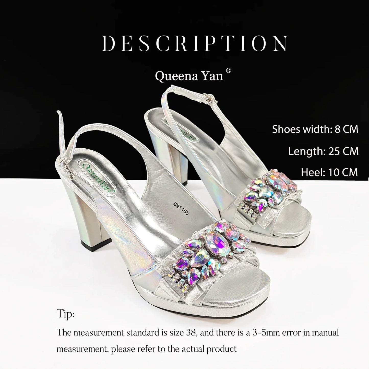 Queena Yan Spot goods INS Gold Color Elegant Women Heels Shoes and Bag Set Decoration Rhinestones Women High Heels Shoes