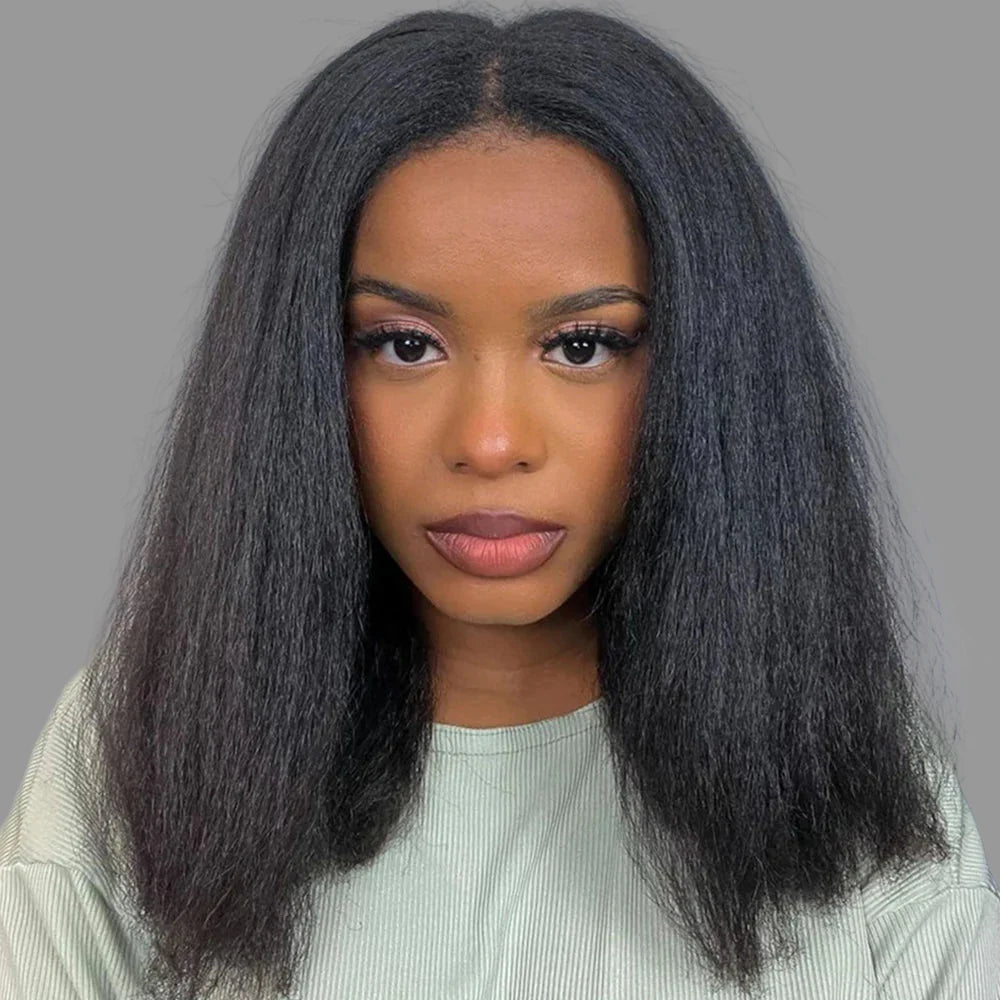 4c Hairline Kinky Straight Bob Human Hair Wig 4c Kinky Edges Curly Baby Hair Short Bob 13x4 Lace Frontal Wigs 4x4 Closure Wigs