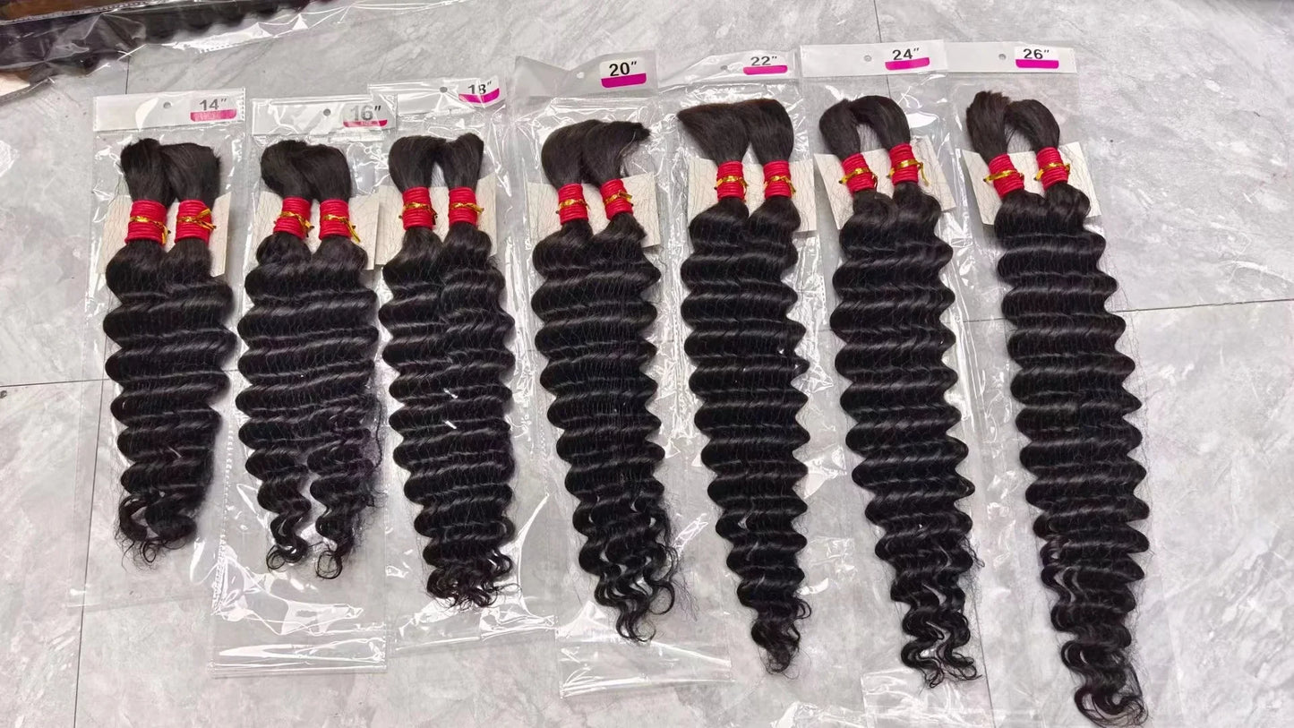 Natural Human Braiding Hair 26 28 Inch Deep Water Wave Bulk Human Hair for Boho Braids No Weft 16A Virgin Curly Hair Extensions