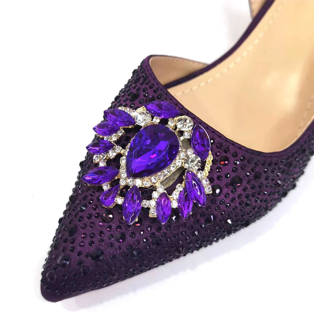 Elegant Women's Low Heels Italian Shoes And Bag Set