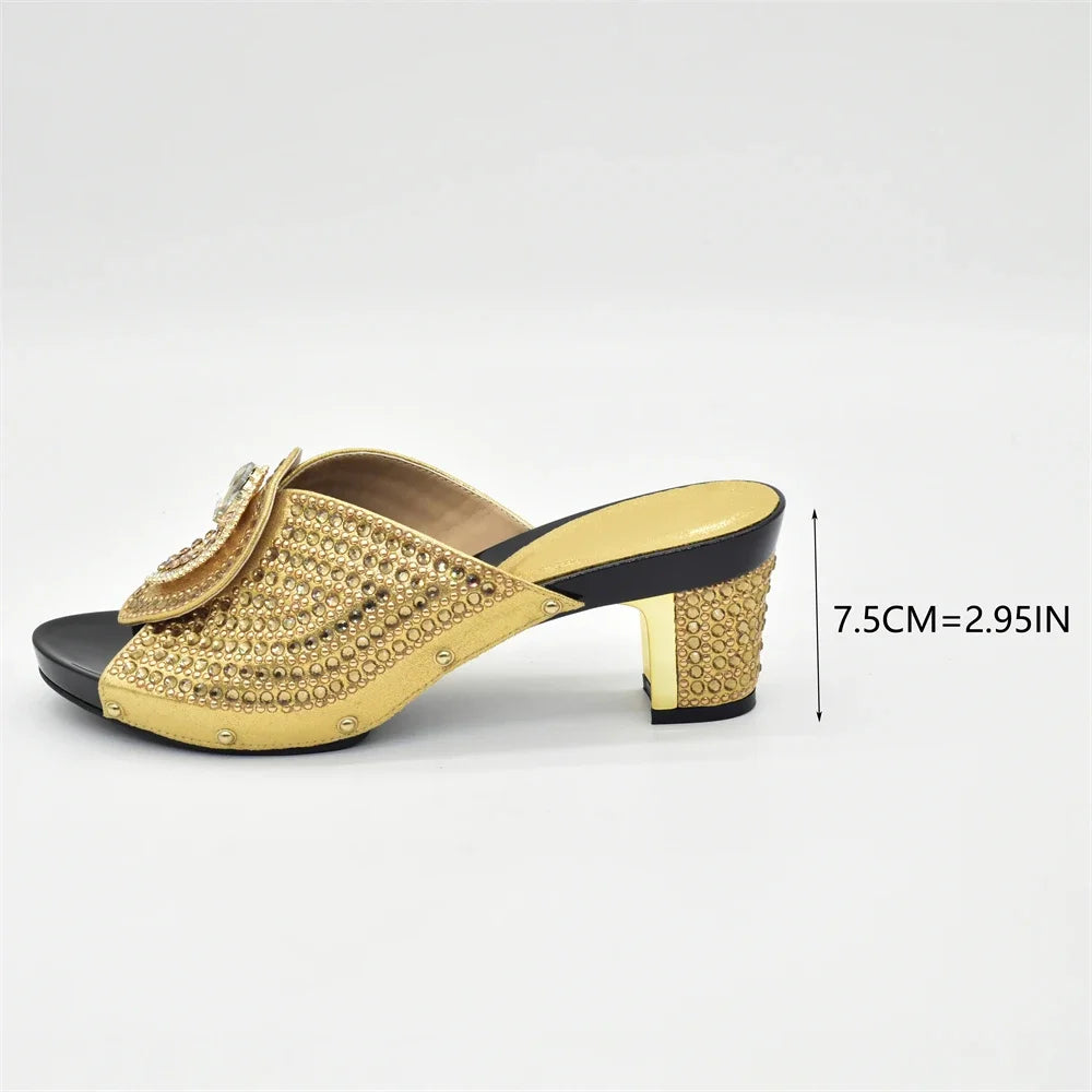 Italian Ladies Shoes and Bags To Match Set Decorated with Rhinestone Plus Size Shoes Women Heel Women Shoes and Bag Set In Italy