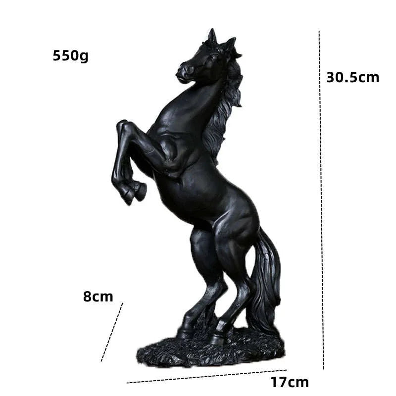 Gold, White, Black Resin Horse Statue