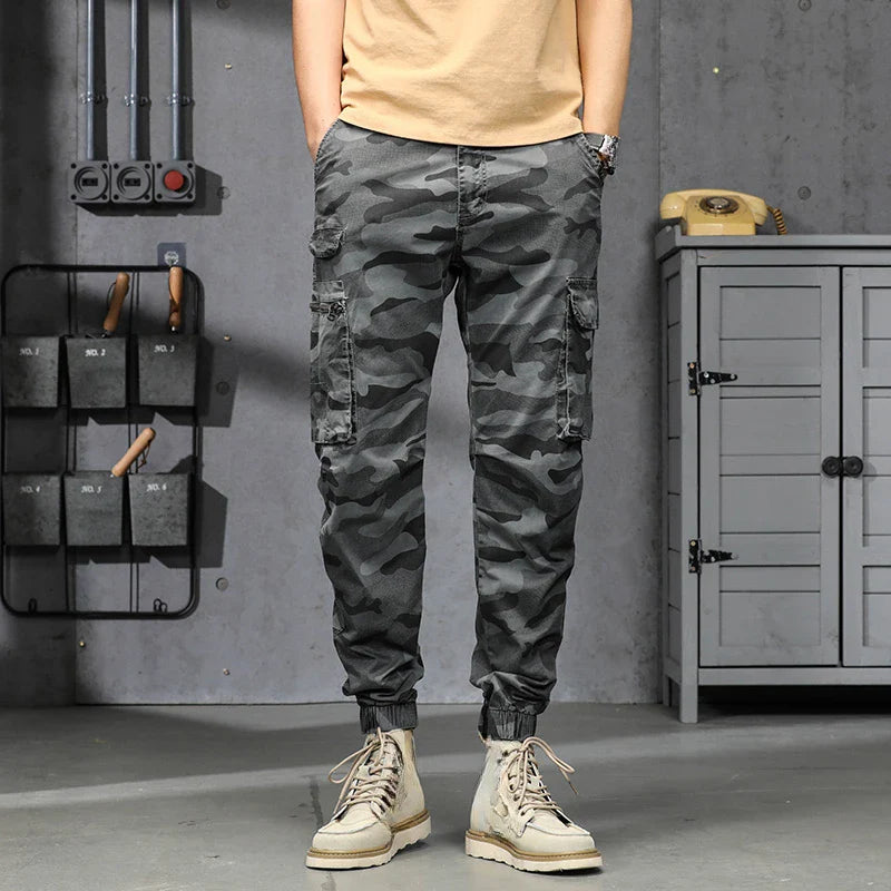 Autumn Camouflage Cargo Pants Men Clothing Cotton Multi-pockets Harem Pants