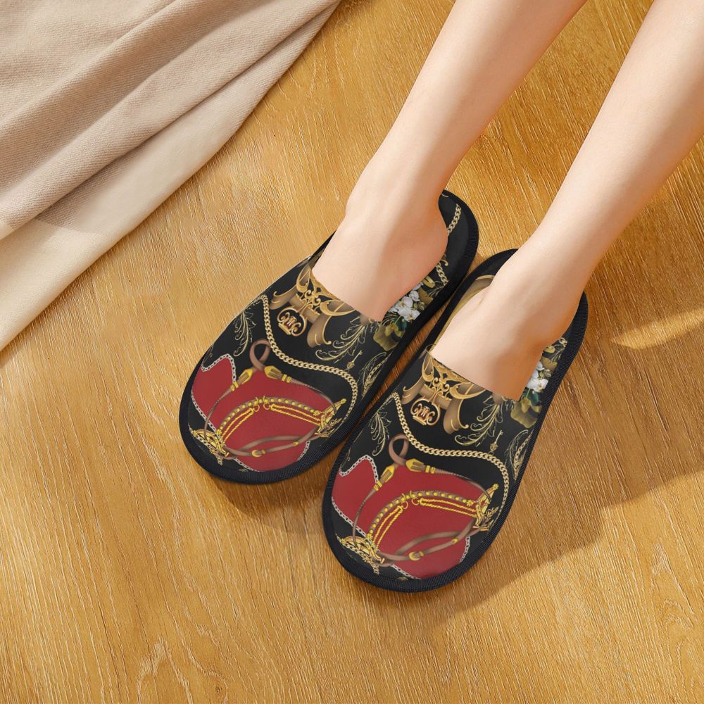 Custom Queen Of Absolutely Everything Gold Baroque Soft Memory Foam House Slippers Women Comfy Warm Anti-skid Sole Slipper