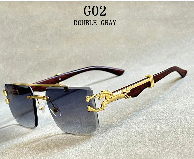 2024 Square Sunglasses For Men New Luxury Vintage Designer Rimless Sunglasses Women Trendy Fashion Glasses Gafas De Sol Hombre