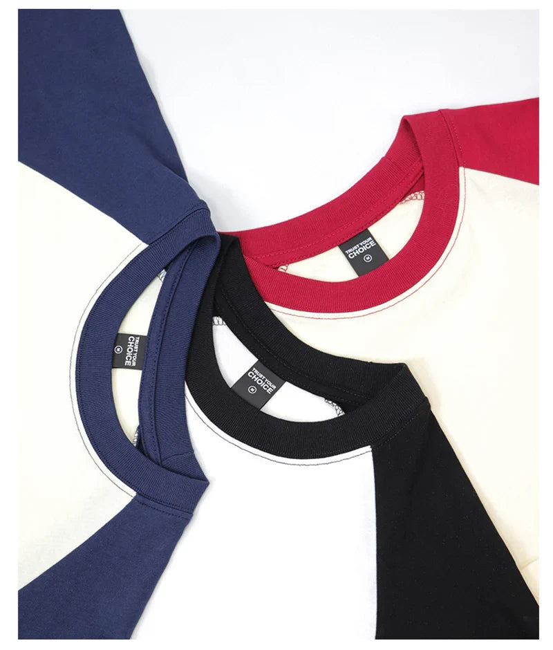 Heavyweight 240g Contrast Sleeve Cotton T-Shirt for Men
