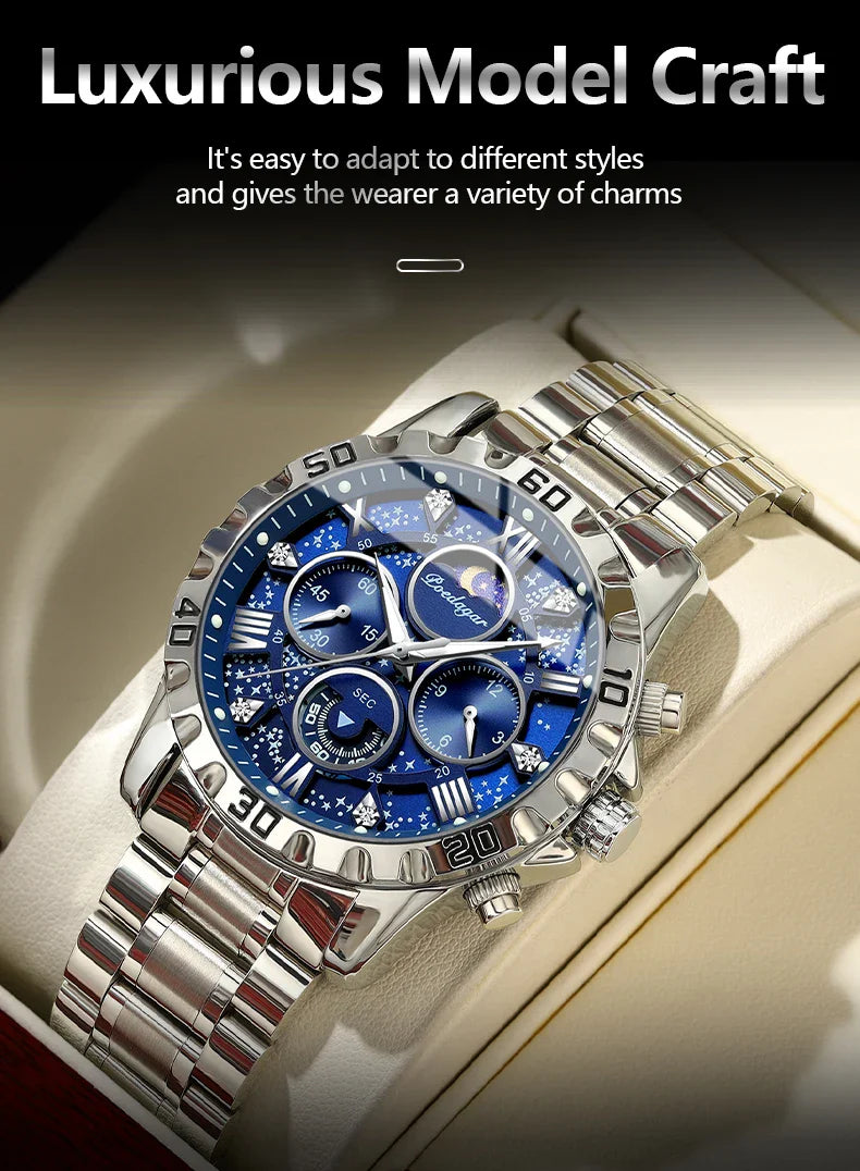 Luxury Watch for Man Quartz Sports Men Watch Waterproof Luminous Stainless Steel Chronograph Men's Watches Clock Reloj