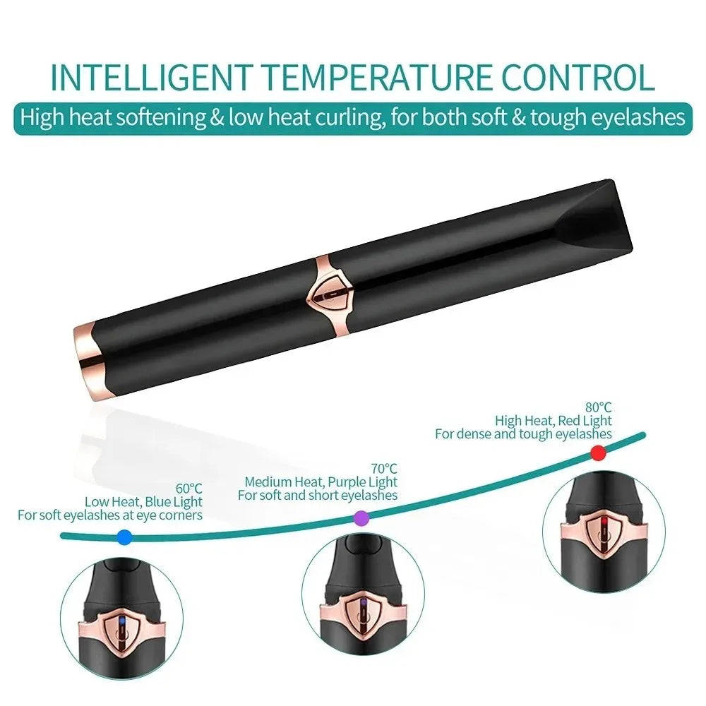 Electric Heated Eyelash Curler USB Rechargeable Eyelashes Quick Lasting Curling Comb&Clip Dual Use Makeup Eyelash Curler