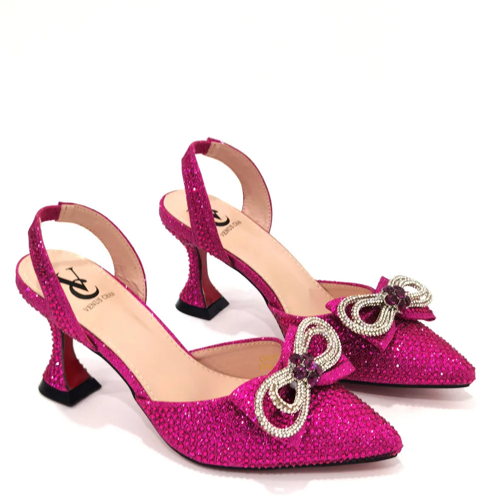 Women's High Heel Pointed Toe Sandals Party And Wedding Shoes and Bags Set