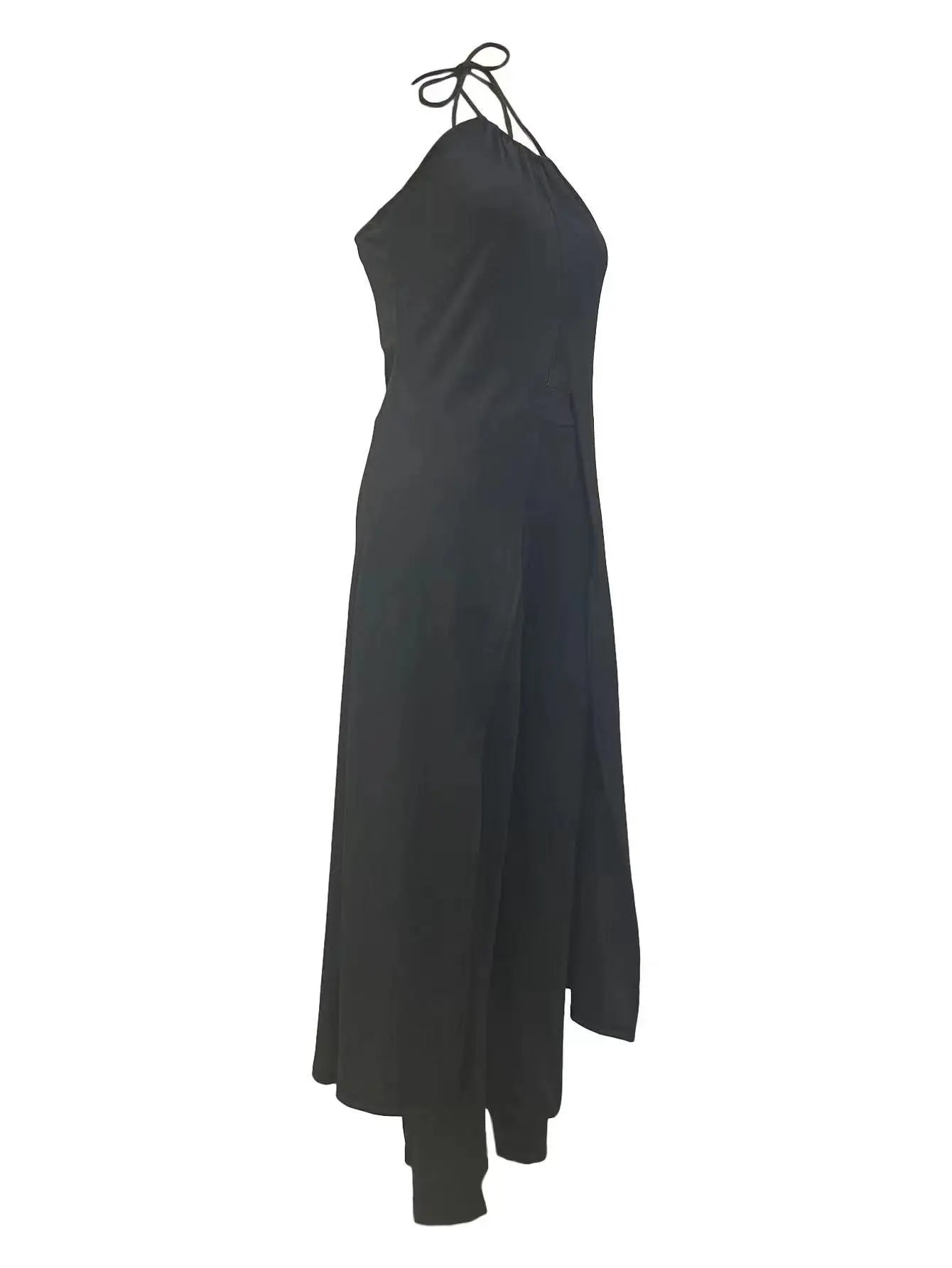 2024 New O Neck Solid Color & High Waist Pencil Pants High Slit Longline Top & Pants Set Sleeveless Summer Spring Clo