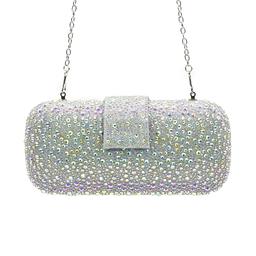 New Italian Shoe and Bag 2024 High Quality Luxury Full Diamond Italian Shoes and Bags Matching Set Decorated with Rhinestone