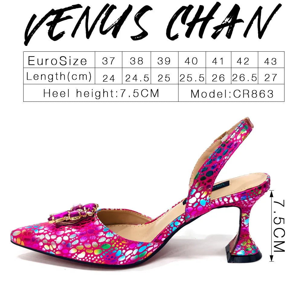 2025 New Yellow Color Thin Heels Pointed Toe Crystal Design Ladies Shoes Matching Bag Set For Women Weeding Party Pump
