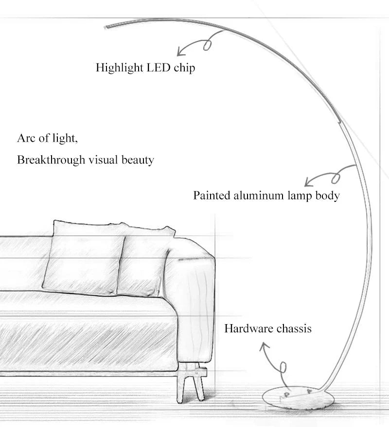 Nordic LED Corner Floor Lamp Simple Black White Floor Light For Dining Room Living Room