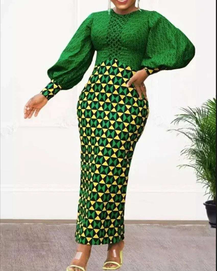 Dresses For Women Autumn Dashiki Bodycon Maxi Dress African Clothes Fashion Elegant Dresses Ladies Africa Clothing