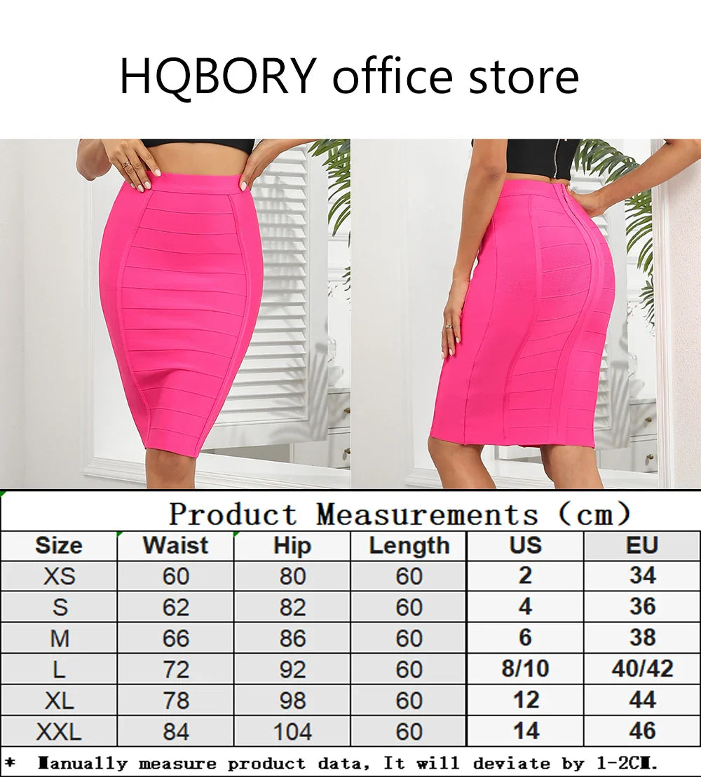 HQBORY Quality Nude Bandage Skirts White Office Lady Sexy 2023 Women High Waist Tight Bodycon Skirt Party Red Pencil Skirt XL