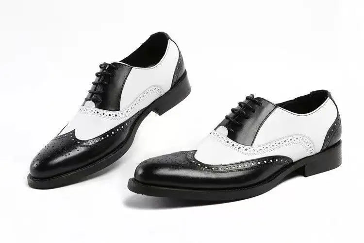 Men's Leather Shoes New Brogue Carved Large Size Shoes for Men Color Matching Quality Business Drive Men's Dress Leather Shoes