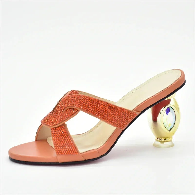 New Arrival Italian Women Shoes Decorated with Rhinestone Open Toe Pumps Luxery Shoes Women Nigerian Women Party Pumps