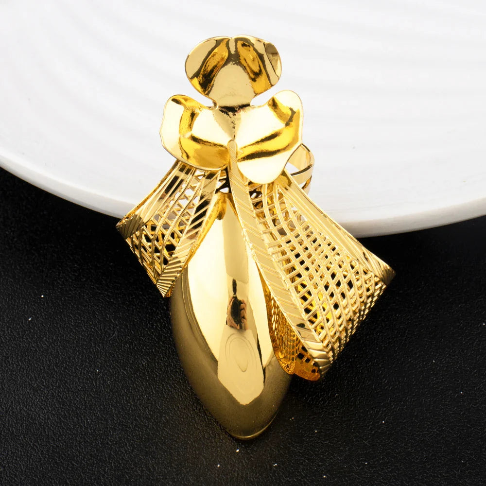 Luxury Bow Tie Necklace Earrings for Women Gold Plated