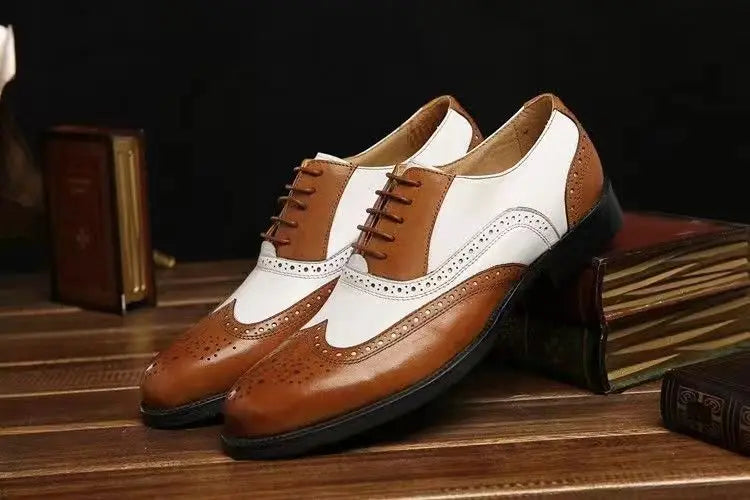 Men's Leather Shoes New Brogue Carved Large Size Shoes for Men Color Matching Quality Business Drive Men's Dress Leather Shoes