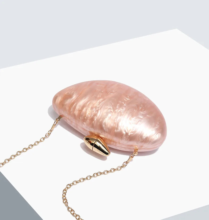 2025 New Designer Evening Bag for Women - Trendy Acrylic Clutch Purse with Chain, Elegant Ellipse Shoulder Bag for Party Wedding