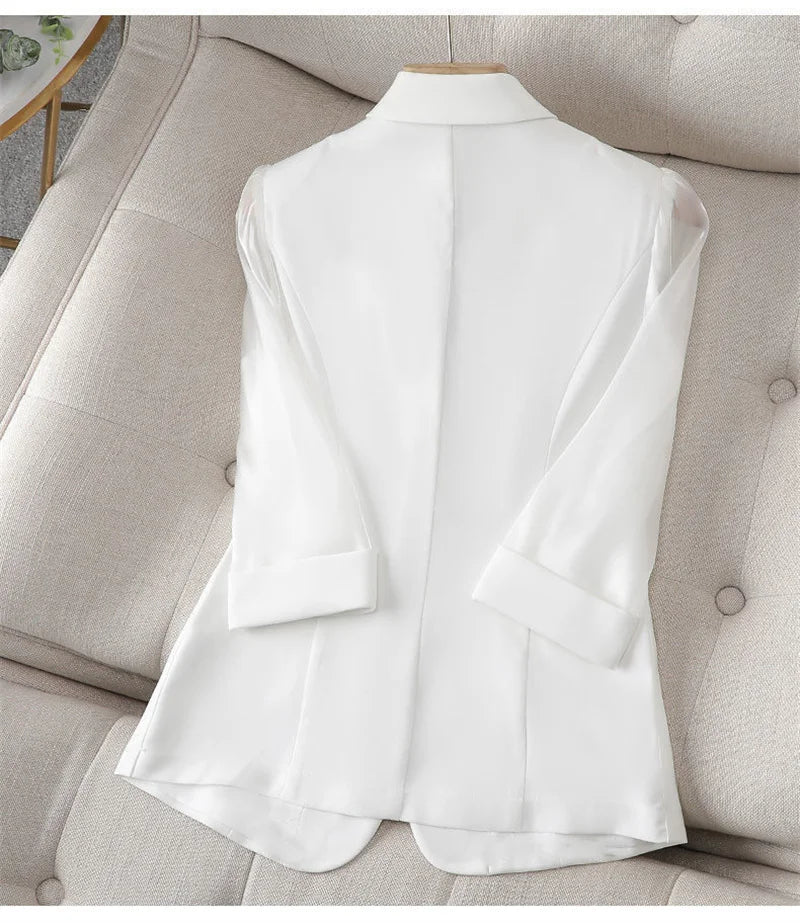 2024 New Blazer Women Suit Jacket Female Feminine Blazers Notched Collar Business Suit Elegant Office Ladies Blaser Outwear