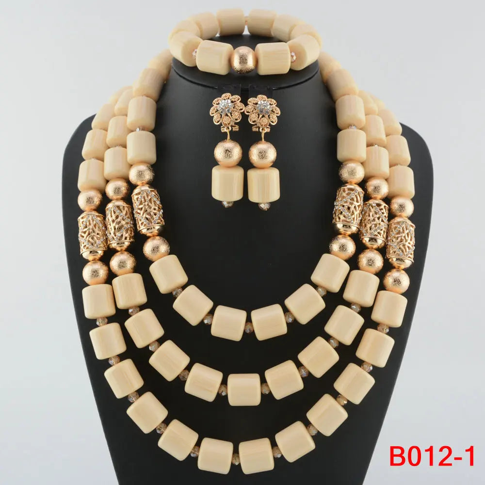 Latest African Wedding Resin Beads Fashion African Beads Jewelry Sets Hot Nigerian Wedding African Beads Jewelry Set
