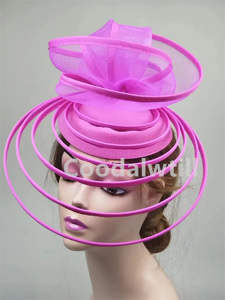 Royal Ascot Luxury Fascinator Hat Women Wedding Headpiece Mesh Hat Formal Event Pillbox Fascinator Hats Ladies Mariage Millinery