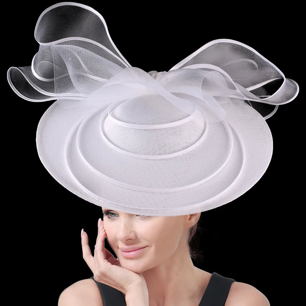 Eegant Wedding Big Size Fascinator Hat Women Flower Multimodal Hair Top Clips Hat Ladies Cocktail Church Party Hairdress