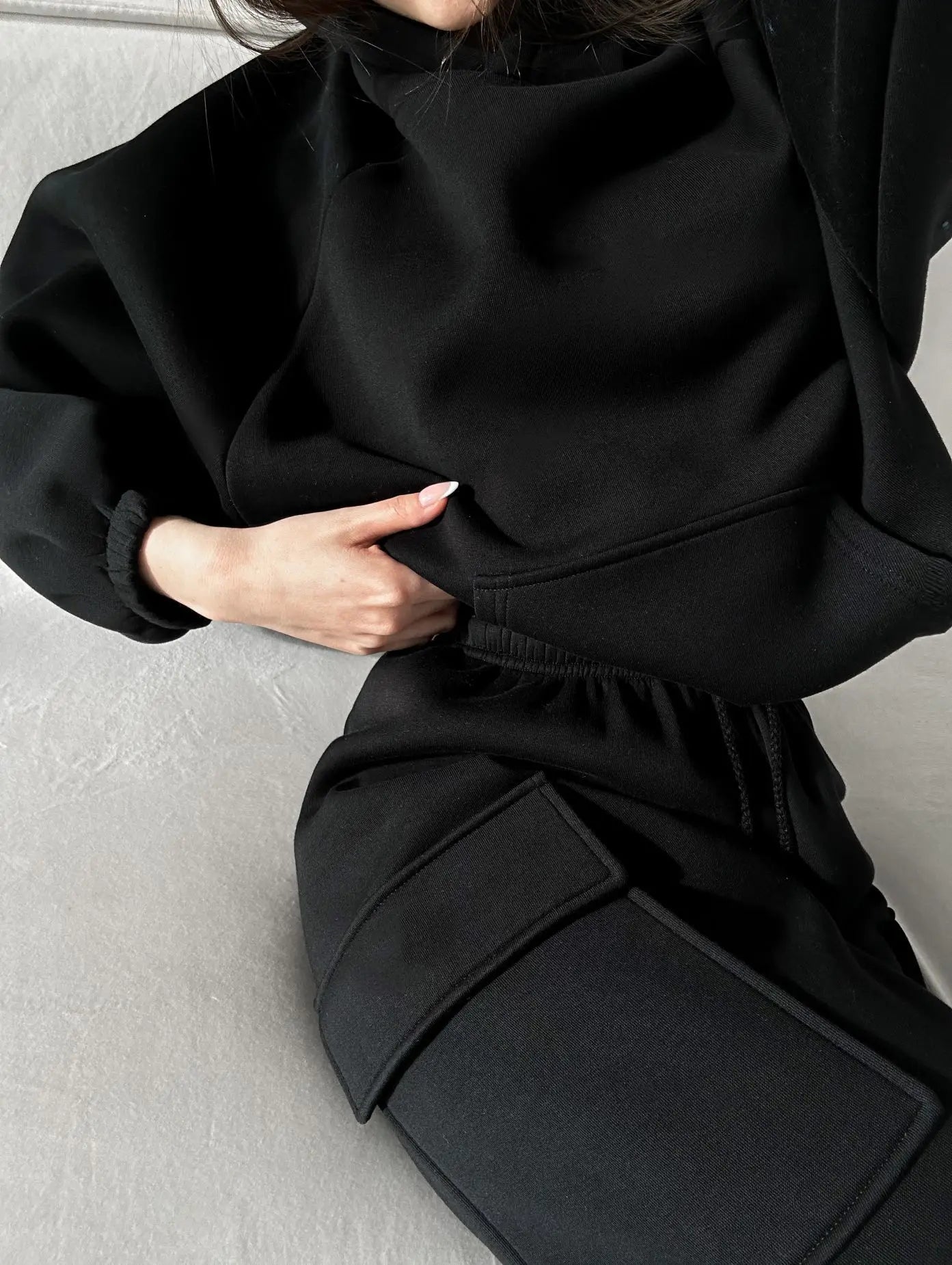 Hoodies Suit Winter Autumn Solid Casual Tracksuit Women Fleece 2 Pieces Set Sports Sweatshirts Pullover Jogger Sweatpants Outfit